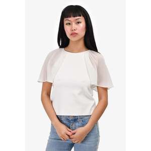 Giambattista Valli White Ruffle Detail Top Size XS